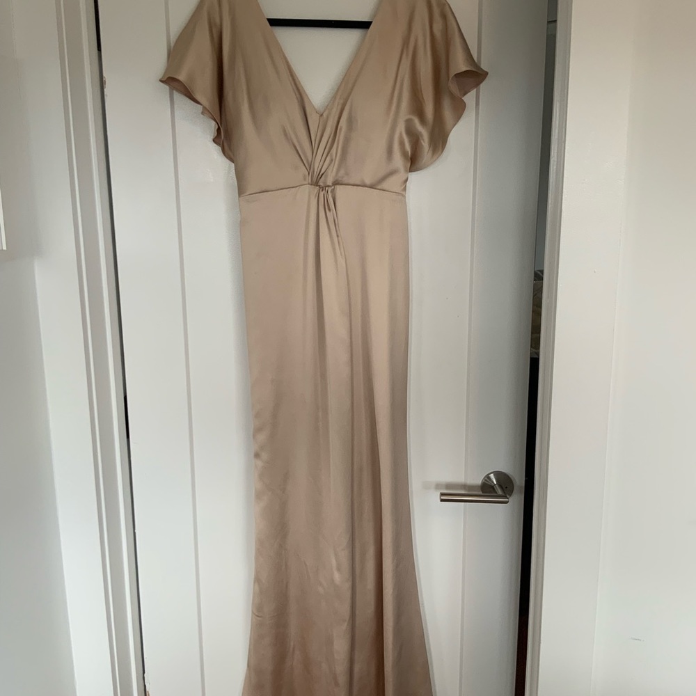Revelry Champagne Gwen Satin Bridesmaid Dress